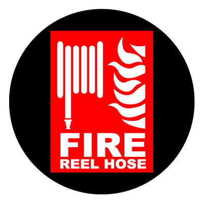 Red 'fire hose' safety signage gobo.