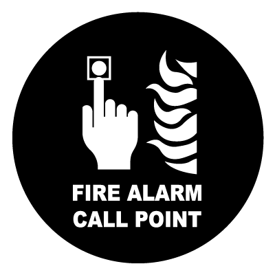 Fire alarm call point safety signage gobo.