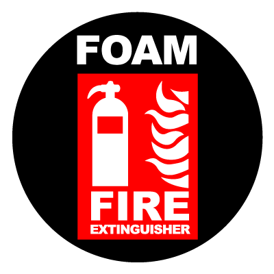 Red 'Foam Fire Extinguisher' safety signage gobo.