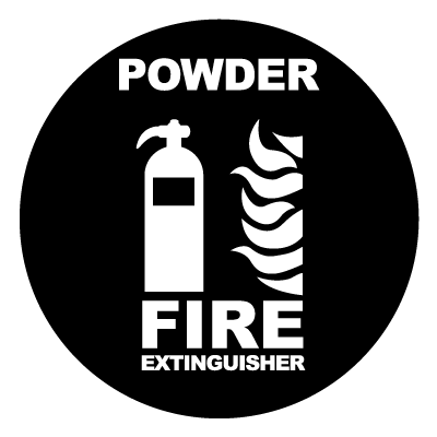Powder Fire Extinguisher safety signage gobo.