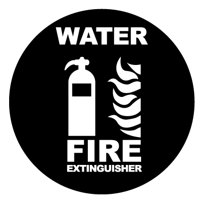 Water Fire Extinguisher safety signage gobo.