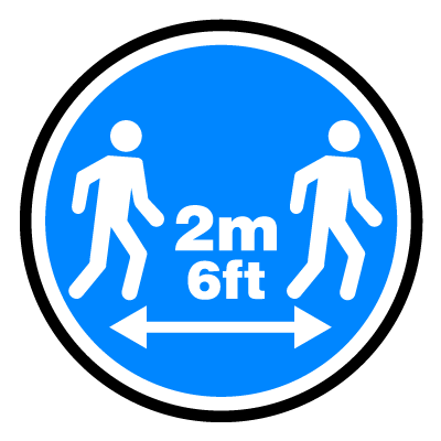 Blue 2m 6ft social distancing signage gobo.