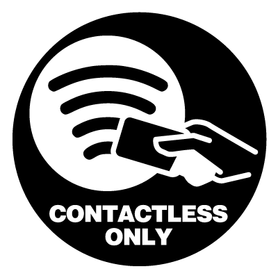 Contactless only safety signage gobo.