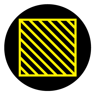 Yellow square hatching safety zone safety signage gobo.
