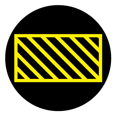 Yellow rectangle hatching safety zone safety signage gobo.