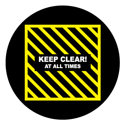 Yellow square hatching keep clear safety signage gobo.