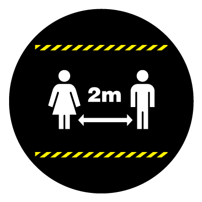Yellow square 2m distancing warning social distancing signage gobo.
