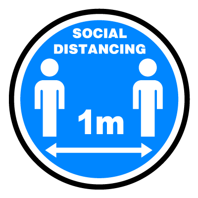 Blue 1m social distancing signage gobo.