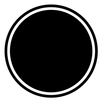 Thin white outline of a circle on a black circle gobo.