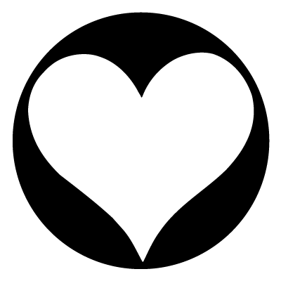 Large white heart on a black circle gobo.