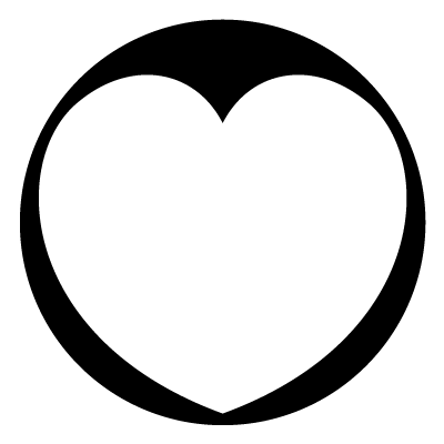 Large white rounded heart on a black circle gobo.