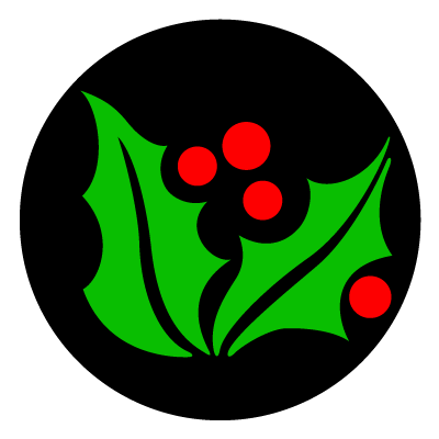 Red and green Holly berry and leaf gobo.