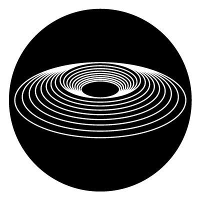 white thin ovals stacked on a black circle gobo.