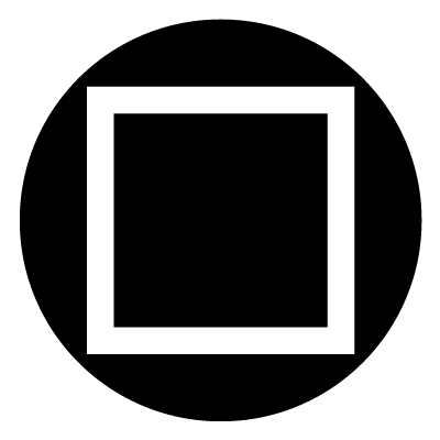 White outline of a thick square on a black square gobo.