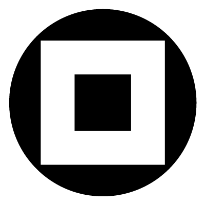Wide white square outline on a black circle gobo.