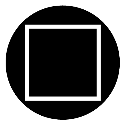 White square outline on a black circle gobo.