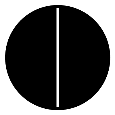 Narrow vertical white line on a black circle gobo.