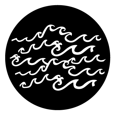 White stylised waves on a black circle gobo.