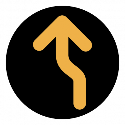 Orange curve left wayfinder safety signage gobo.