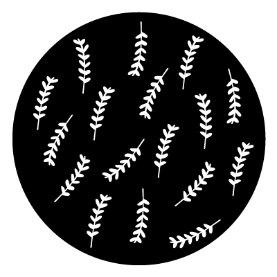 White leaf branch pattern on a black background.