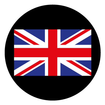 Union Jack flag on a black circle gobo.