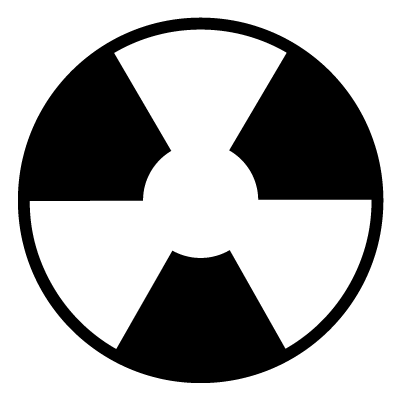 White silhouette of a large fan on a black circle gobo.